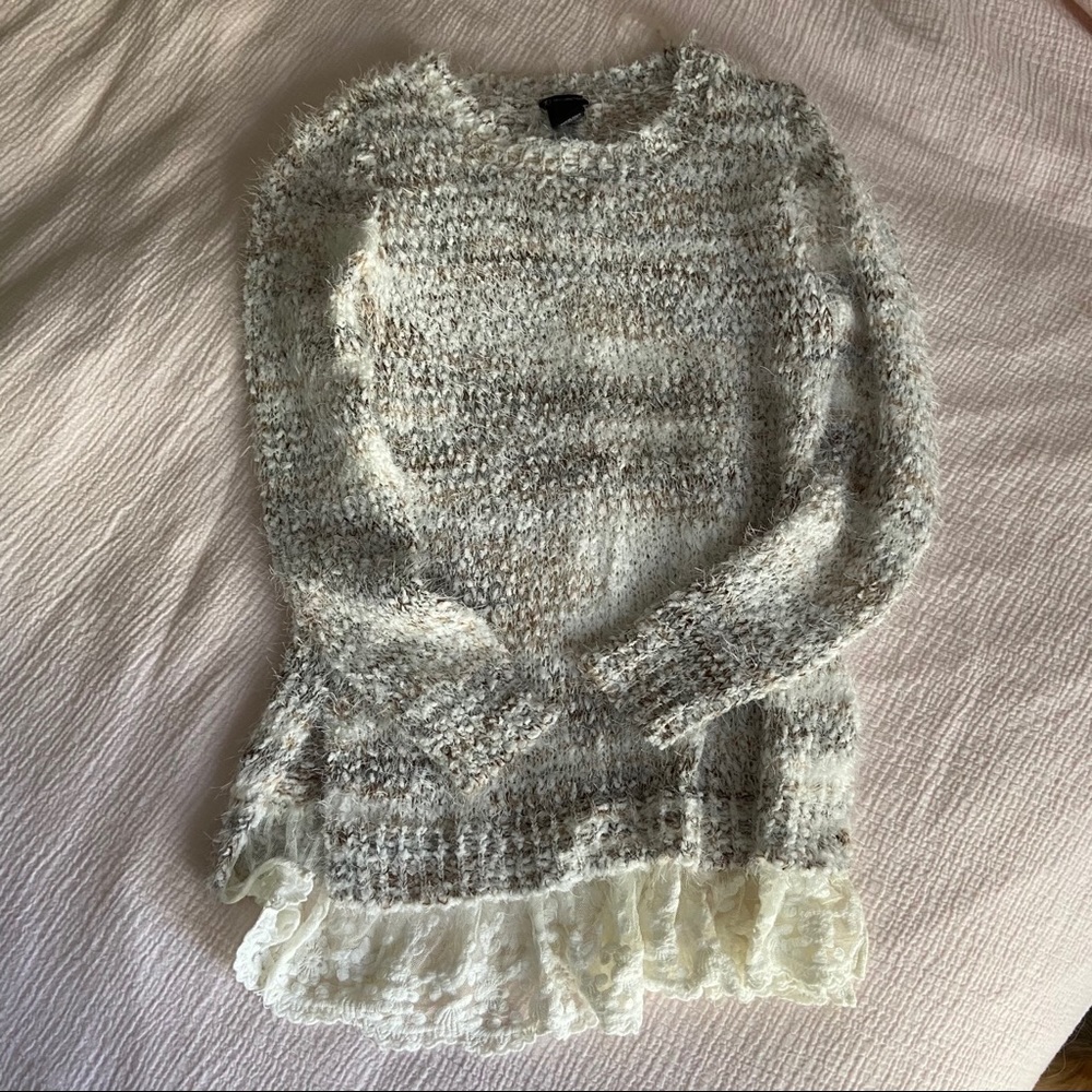 Cozy Fuzzy Sweater with Lace